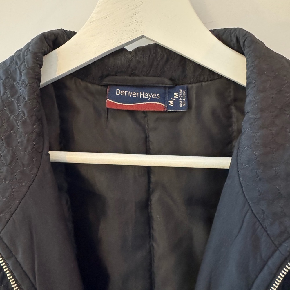 Denver Hayes Black Textured Minimalist Transitional Zip Jacket - Size M - Picture 3 of 9